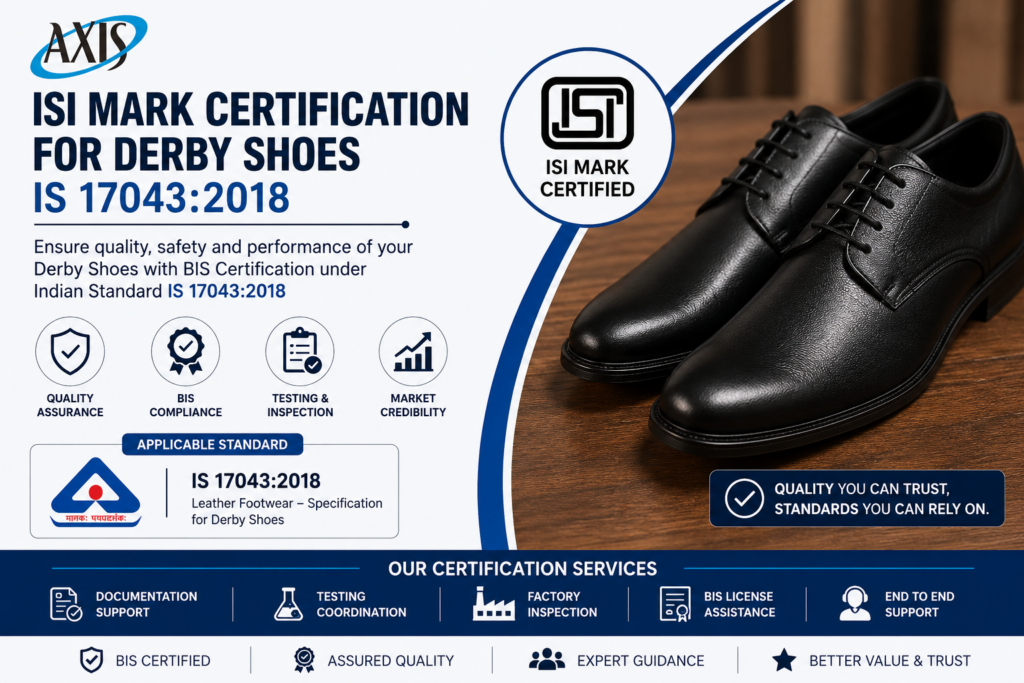 ISI Mark Certification for Derby Shoes IS 17043:2018